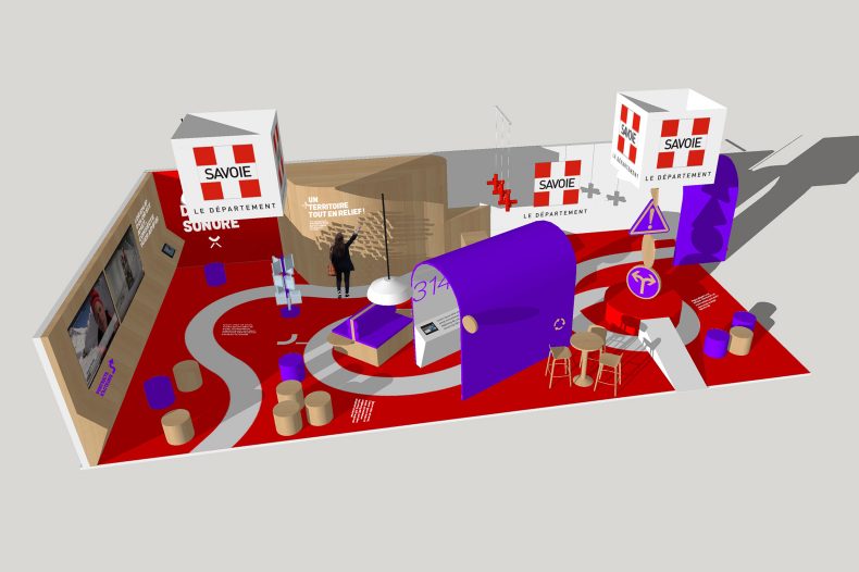 Scénographie et design de stand Foire Savoie